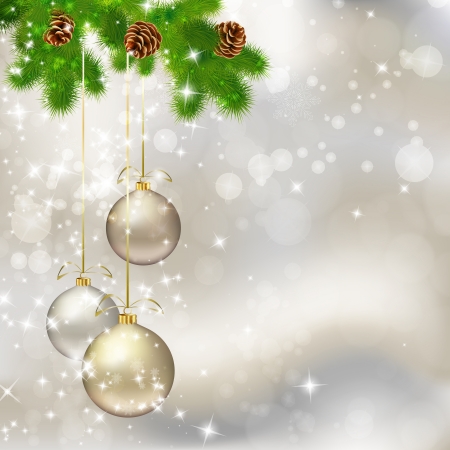 Christmas balls on abstract light grey background. illustrationのイラスト素材