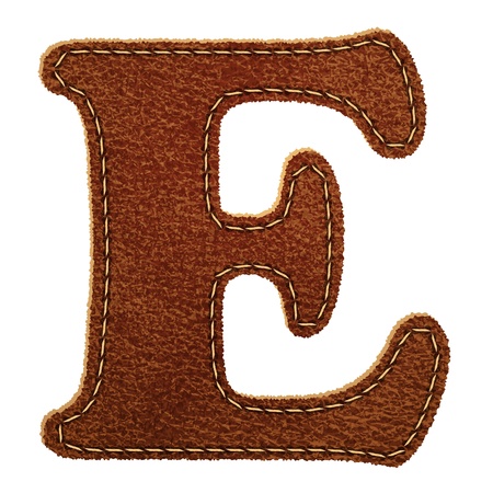 Leather alphabet. Leather textured letter E. のイラスト素材