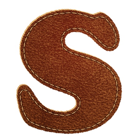 Leather alphabet  Leather textured letter S のイラスト素材