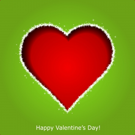 Abstract red heart on green paper background  Valentines day greeting card illustrationのイラスト素材