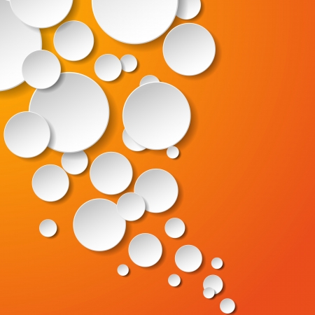 Abstract white paper circles on orange background.のイラスト素材