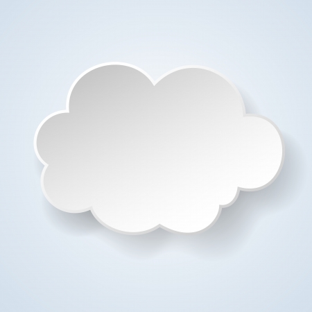Abstract paper speech bubble in the form of a cloud on light blue background. のイラスト素材
