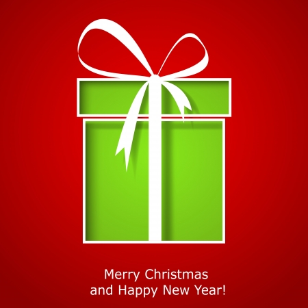 Modern Xmas greeting card with Christmas gift box. Vector eps10 illustrationのイラスト素材