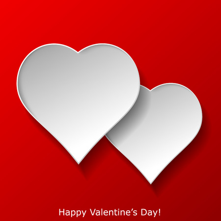 Abstract two hearts on red. Valentines day greeting card. illustrationのイラスト素材