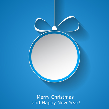 Xmas greeting card with abstract paper Christmas ball on blue background. Vector eps10 illustrationのイラスト素材