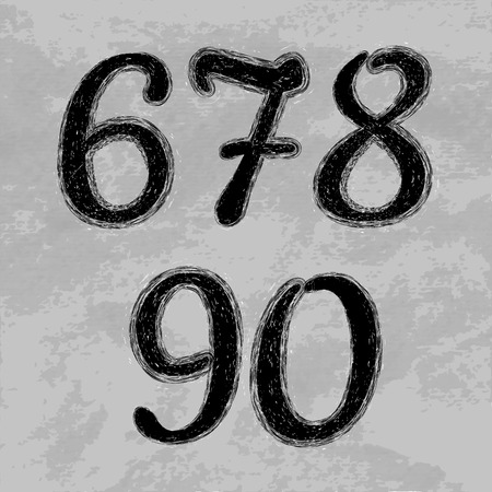 Set of numbers. Editable tamplate. Black grunge numbers.Dirty grunge set of numerals.のイラスト素材