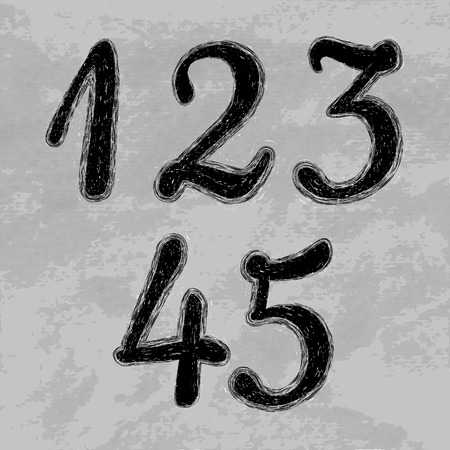 Set of numbers. Editable tamplate. Black grunge numbers.Dirty grunge set of numerals.のイラスト素材