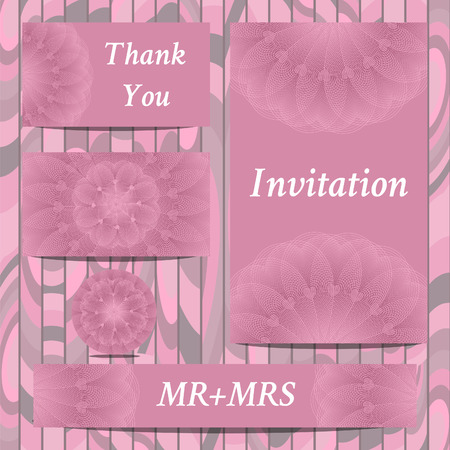 Wedding invitation, thank you card, save the date cards. Wedding set. RSVP cardのイラスト素材