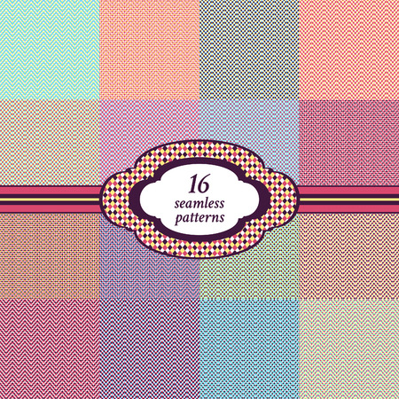 Set of retro patterns.Fantasy abstract seamless wallpaper. Geometric background.のイラスト素材