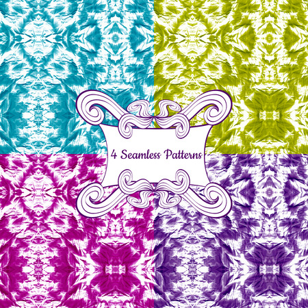 Set of seamless pattern.Watercolor effect  background.Watercolor seamless pattern. Fantasy design.のイラスト素材