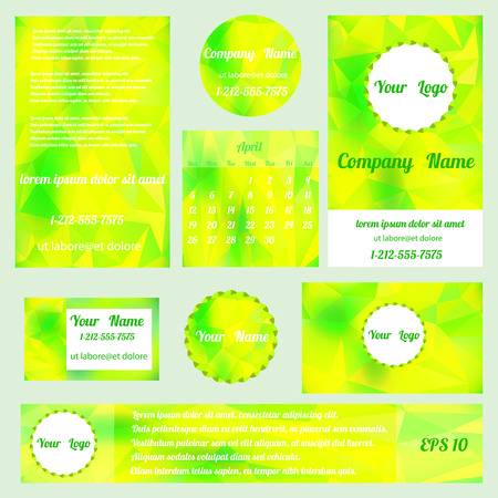 Vector Corporate identity templates with blurred  background.Design templates collection with  geometric triangular backdrop.のイラスト素材