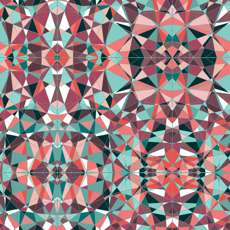 Mosaic stained glass  pattern. Retro design.Polygonal Mosaic Background, Vector illustration. Abstract backdrop. Diamond pattern. Seamless pattern.のイラスト素材