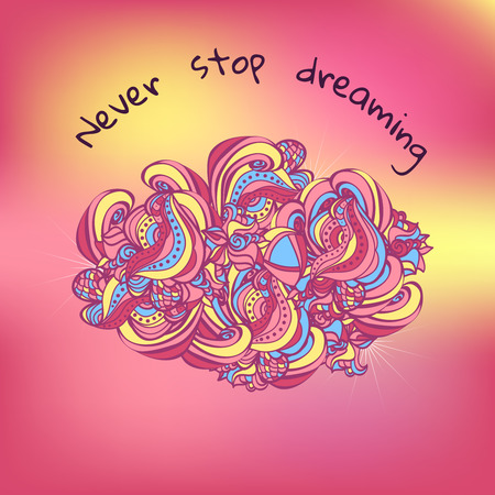 Motivations doodles elements blurred background. Vector illustration. Editable. Blurred.  Quote.のイラスト素材