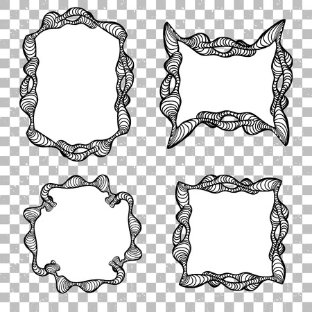 Abstract creative  doodle frame. Vector editable template. Black and white zentangle frame.のイラスト素材