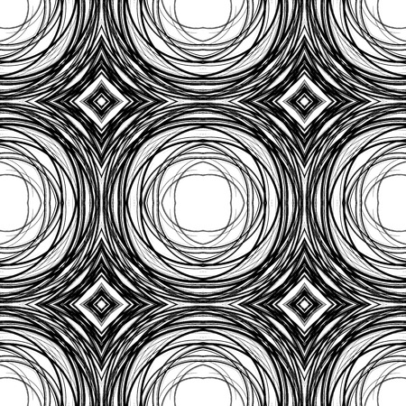 Monochrome abstract seamless pattern.Fantasy  scribble texture.Black and white backgroundのイラスト素材
