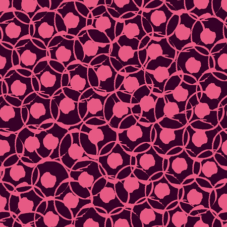 Fantasy abstract seamless pattern made with ink. Modern design. Vector illustration. Simple wallpaper with pink  circles.のイラスト素材