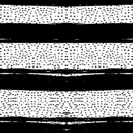 Geometric abstract seamless pattern made with ink. Monochrome modern background.Ink grungy texture.のイラスト素材