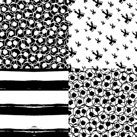 Fantasy abstract seamless pattern made with ink.Black and white modern background.のイラスト素材