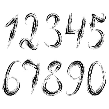 Set of numbers. Vector illustration. Black ripped numbers.Dirty grunge set of numerals.のイラスト素材
