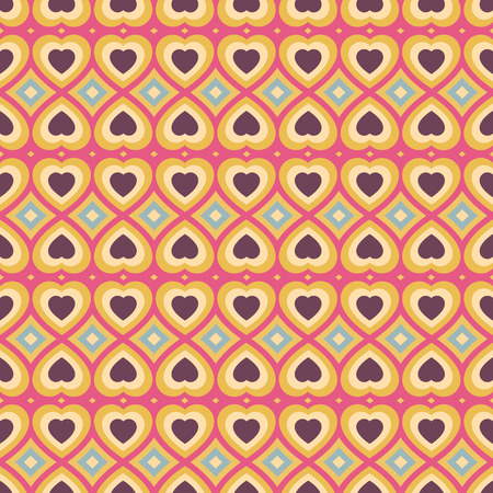 Fantasy abstract seamless pattern with hearts. Retro design. Vector illustration.Cute background.のイラスト素材