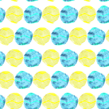 Abstract background with blue and yellow circles.Watercolor seamless pattern. Fantasy design. Vector illustration.のイラスト素材