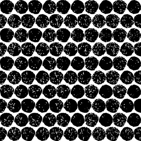 Fantasy abstract seamless pattern made with ink. Black and white modern  polka dot background.Vector illustration. White backdrop with  ornament of grungy circles.のイラスト素材
