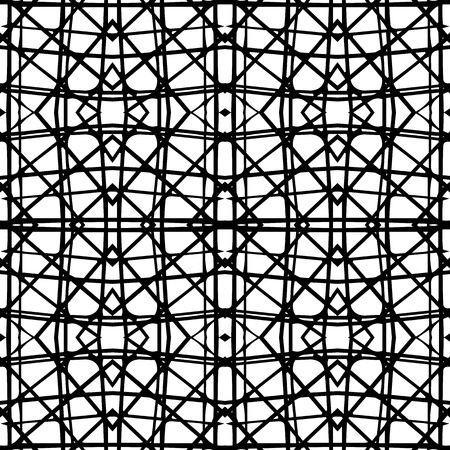 Abstract seamless pattern. Black and white background made with ink.Vector illustration.Monochrome modern backdrop.のイラスト素材