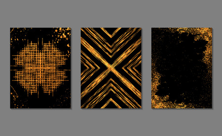 Set of gold and black  journaling cards.のイラスト素材