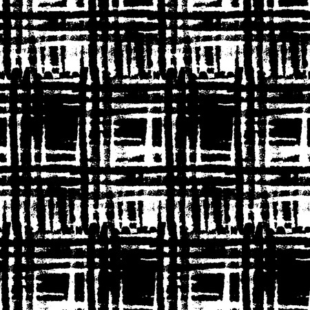 Abstract seamless pattern made with ink. Modern design.Black and white hipster  background with grungy stripes. Vector illustration. Freehand texture.のイラスト素材