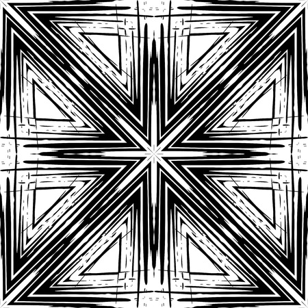 Black and white abstract seamless pattern made with ink. Vector freehand texture.Monochrome modern background.のイラスト素材