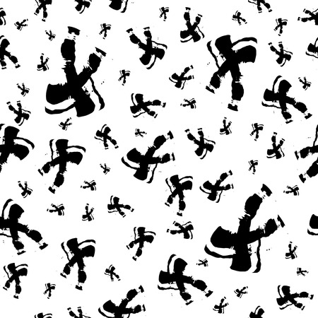 Abstract  freehand seamless pattern. Modern design.Black and white hipster  background with cross. Vector illustration. Grungy texture.のイラスト素材