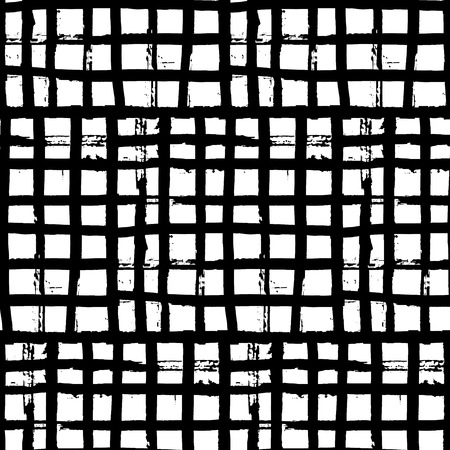 Fantasy abstract seamless pattern made with ink. Modern design.Black and white hipster  background with grungy stripes. Vector illustration.のイラスト素材