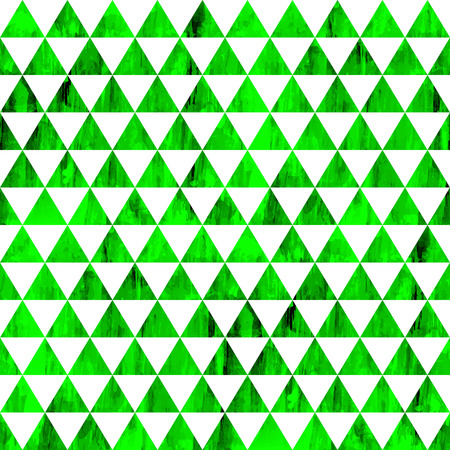 Bright watercolor abstract seamless pattern.Color transition. White background with green colorful triangles. Vector illustration.Grungy wallpaper with geometric shapes.のイラスト素材