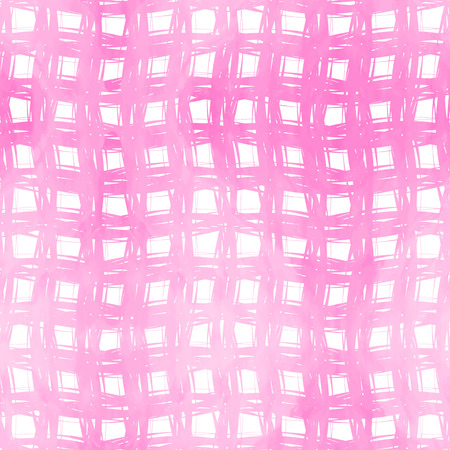 Artistic watercolor monochrome abstract seamless pattern. Modern design.Acrilyc soft  pink  background with grungy grid. Vector illustration.のイラスト素材