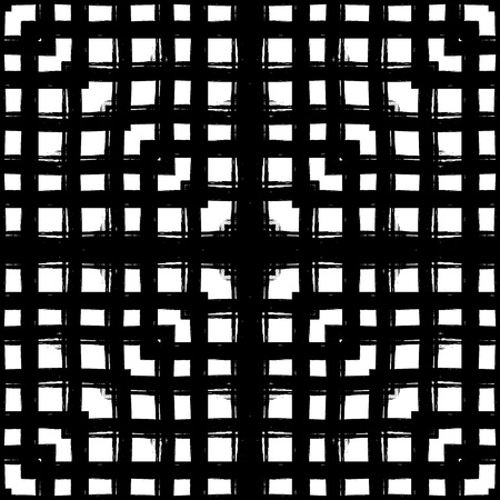 Abstract seamless pattern made with ink. Modern design.Black and white hipster  background with grungy stripes. Vector illustration. Freehand texture.のイラスト素材