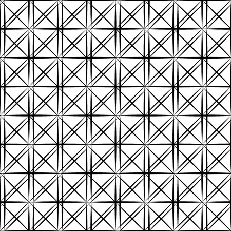Abstract geometric seamless pattern with grid. Simple black and white background.Vector illustration. Monochrome classic design.のイラスト素材