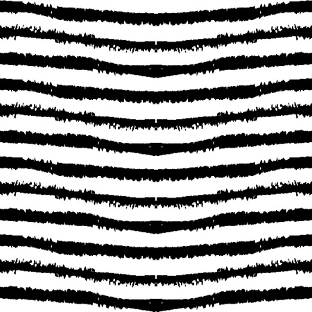 Monochrome seamless pattern made with ink. Modern design. Black and white hipster background with grungy stripes. Vector illustration. Freehand texture.のイラスト素材