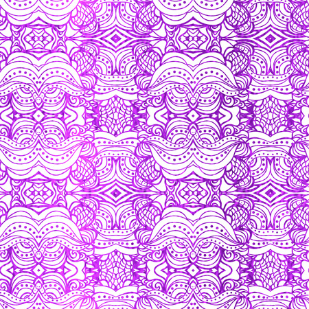 Purple and white seamless  wallpaper. Abstract classic background with violet freehand pattern. Vector illustration.Shiny backdrop.のイラスト素材