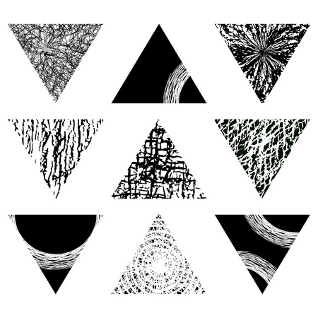 Set Of 9 Grunge Triangles Hand Drawn Isolated Elements For