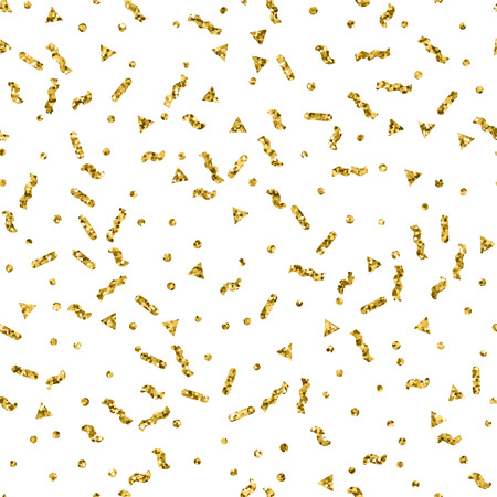 White and gold  pattern. Abstract festive  background with geometric shapes. Vector illustration. Shiny backdrop. Texture of glitter sparkle gold foil.のイラスト素材