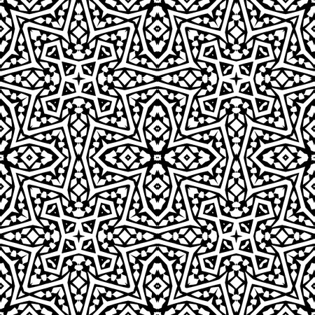 Abstract arabic seamless pattern. Monochrome  orient moroccan background.のイラスト素材