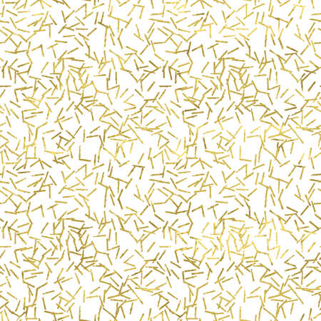 Gold and white seamless pattern with glitter foil textured confetti. Abstract vector grunge. Bright shiny illustration for fabric design, wallpaper, decorative paper, web design, background.のイラスト素材