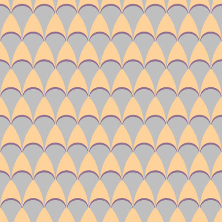 Geometric gray and yellow seamless pattern with waves. Abstract vector triangle curves. Artistic illustration for fabric design, wallpaper, decorative paper, web design, background.のイラスト素材