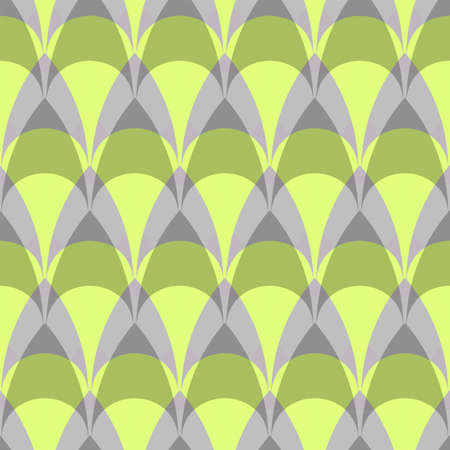 Geometric gray and yellow seamless pattern with waves. Abstract vector triangle curves. Colorful artistic illustration for fabric design, wallpaper, decorative paper, web design, background.のイラスト素材