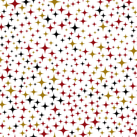 Sparkling midnight seamless pattern with stars and confetti. Abstract vector space. Colorful artistic illustration for fabric design, wallpaper, decorative paper, web design, postcard, background.のイラスト素材