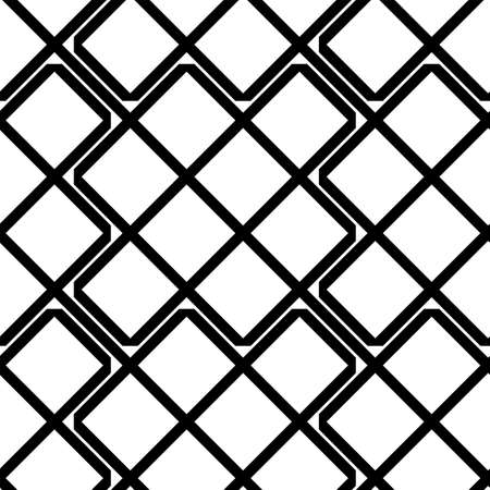 Geometric black and white seamless pattern with rhombs. Abstract vector diamond net. Monochrome artistic illustration for fabric design, wallpaper, decorative paper, web design, background.のイラスト素材