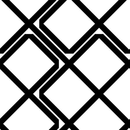 Geometric black and white seamless pattern with rhombs. Abstract vector diamond net. Monochrome artistic illustration for fabric design, wallpaper, decorative paper, web design, background.のイラスト素材