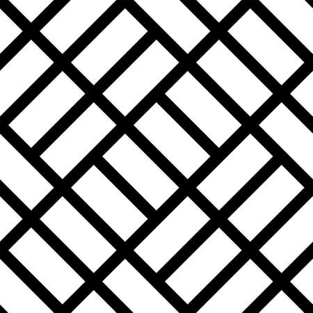 Geometric black and white seamless pattern with rhombs. Abstract vector diamond net. Monochrome artistic illustration for fabric design, wallpaper, decorative paper, web design, background.のイラスト素材
