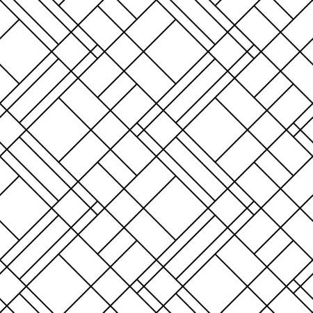 Geometric black and white seamless pattern with rhombs. Abstract vector diamond net. Monochrome artistic illustration for fabric design, wallpaper, decorative paper, web design, background.のイラスト素材