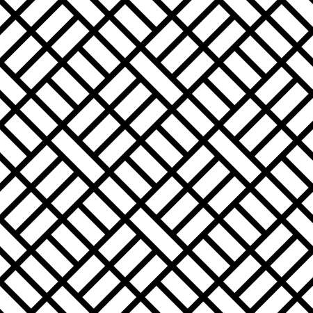 Geometric black and white seamless pattern with rhombs. Abstract vector diamond net. Monochrome artistic illustration for fabric design, wallpaper, decorative paper, web design, background.のイラスト素材